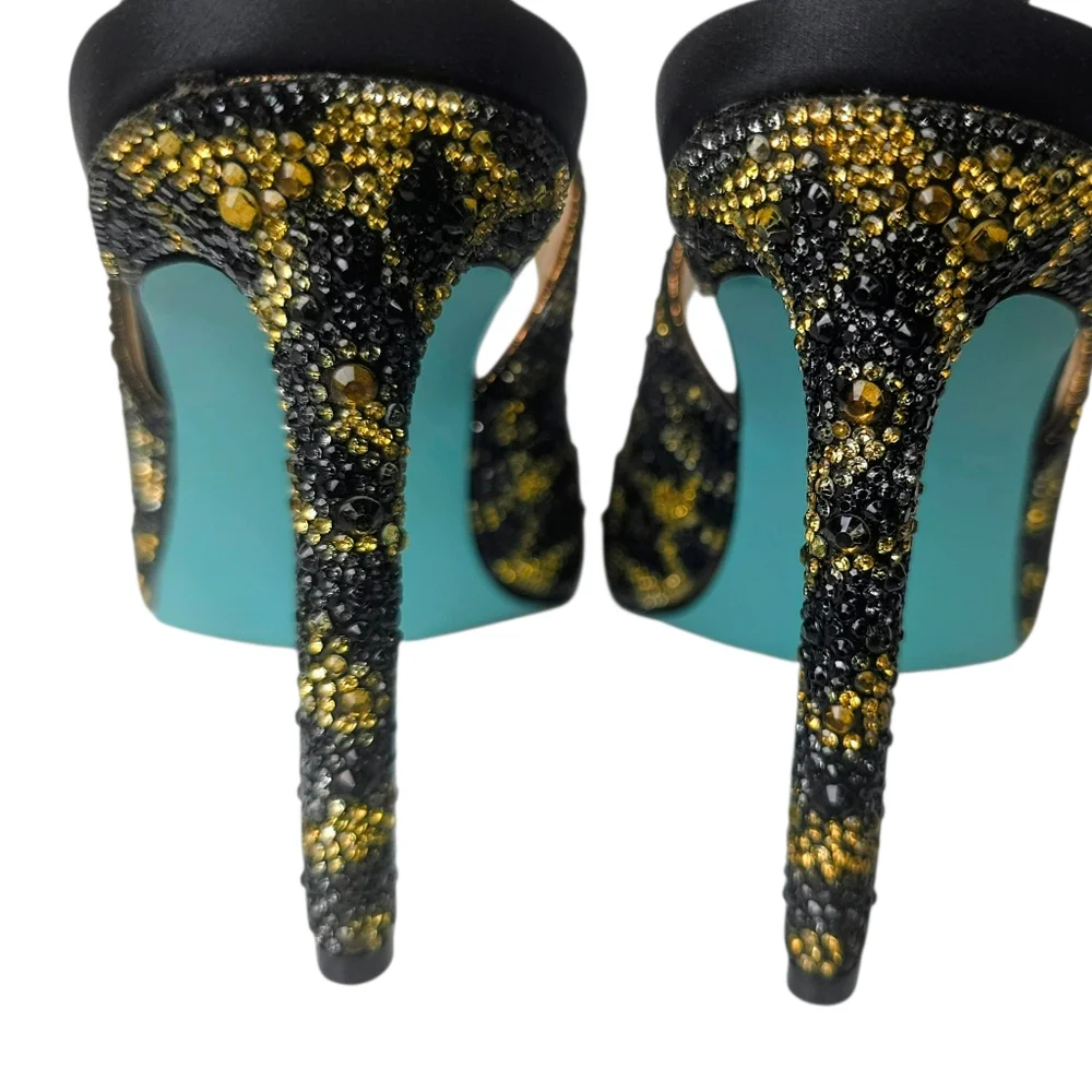 NEW Betsey Johnson Jovi Leopard Rhinestone Design Slingback Heels size - Picture 6 of 13